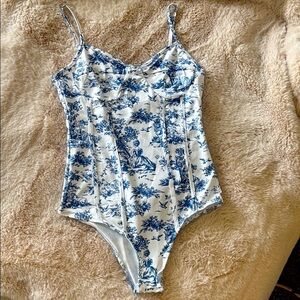Blue and White Bodysuit